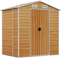 VidaXL Gerätehaus, Hellbraun 191x130x198 cm Verzinkter Stahl, Gartenhaus mit Schrägdach Griffe, Gartenschuppen Schuppen mit Stauraum