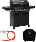 Gasgrill, TAINO PLATINUM YAMARA DARK 4+2 Set Stahl 4 Brenner Keramik Sear-Burner Keramik Backburner Piezo-Zündung Abdeckhaube
