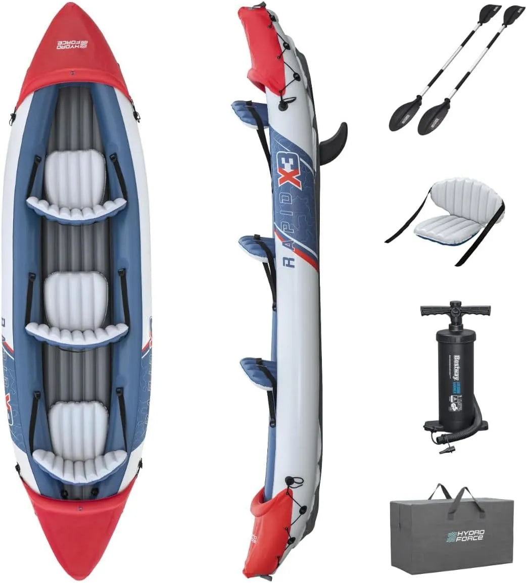 Bestway, Hydro-Force 3 Person Inflatable Kayak Set with Aluminium Oars and Hand Pump