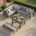 Tisch, LANOX Aluminium Gartenlounge Set mit, ideal für Terrasse, Farbe Grau, 5-teiliges Lounge Gartenmöbel für 6–8 Personen, wetterfest & UV-beständig