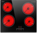 Kochfeld 220V-240V, Elektrokochfeld 60 cm mit Slider, Leistung 6000W, Timer, Kein Stecker, Karinear Glaskeramikkochfeld 4 Platten Einbau, Pause & Go
