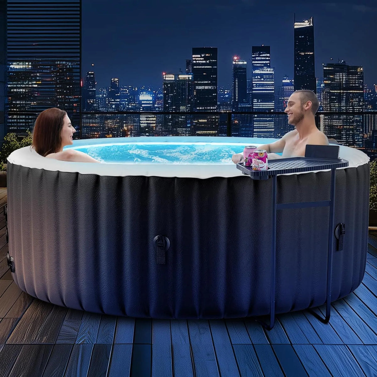 Whirlpool 4-Personen-Rund, Isoliertem Deckel, Matte Und Heizungspumpe In-Outdoor SPA Kreisen