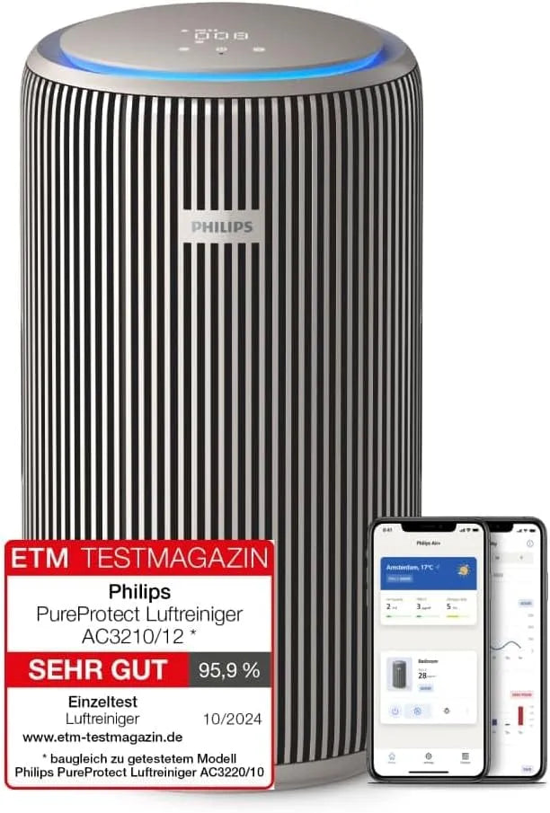 Philips Luftreiniger 3200 CADR 500 AC3210/12, PureProtect Serie: Intelligenter, m³/h für 130 m², 500 m, HEPA- und Aktivkohlefilter