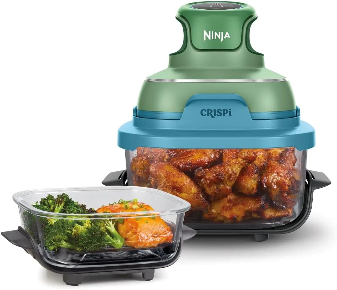 Ninja Heißluftfritteuse FN101EUGNBL, Leistung 1700 W, CRISPi tragbar, Aufknuspern, Pastellgrün, Fassungsvermögen 3,8 l & 1,4 l, Braten